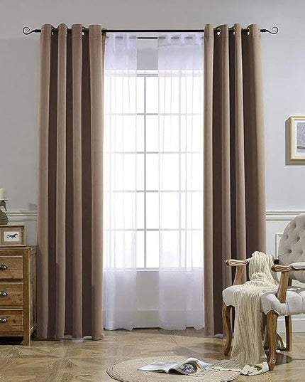 NICETOWN Kitchen Blackout Curtains and Drapes - Triple Weave Energy Saving Thermal Insulated Solid Grommet Blackout Panels for Patio (1 Pair, 66 inches by 90 Inch, Cappuccino)