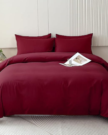 Houseri Burgundy Comforter Sets Full Wine Red Bedding Full Size Noble Bordeaux Red Vintage Bed Sets Teen Girls Women Farmhouse Shabby Chic Soft Comfy Dark Red Quilts Full