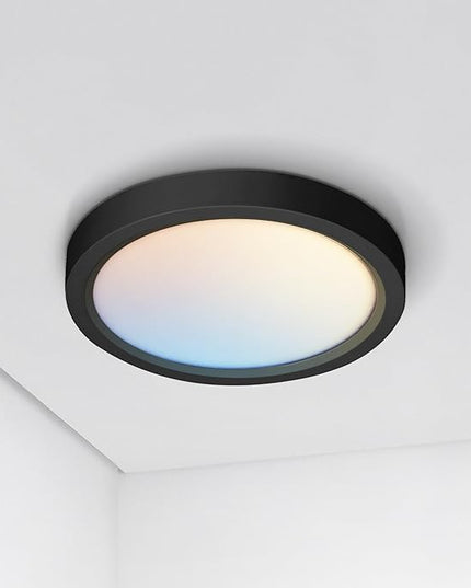ASD LED 5" Round Flush Mount Ceiling Light Fixture, Low Profile Surface Lighting | 5CCT, Dimmable, Ultra-Thin, ETL Listed | 10W 700LM 2700-6000K 120V | Kitchen, Bedroom, Hallway Lamp | Black
