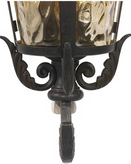 John Timberland Casa Marseille Rustic Industrial Outdoor Wall Light Fixture Warm Bronze Scroll 27 1/2" Hammered Glass for Exterior House Porch Patio Outside Deck Garage Yard Front Door Garden Home