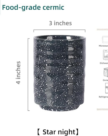 Stoneware Coffee Bar Utensil Holder Tea & Coffee Spoon & Stirrer Holder for Stir Stick Straw Teaspoon Holder Spoon Cup Small Utensil Jar (Starry night)