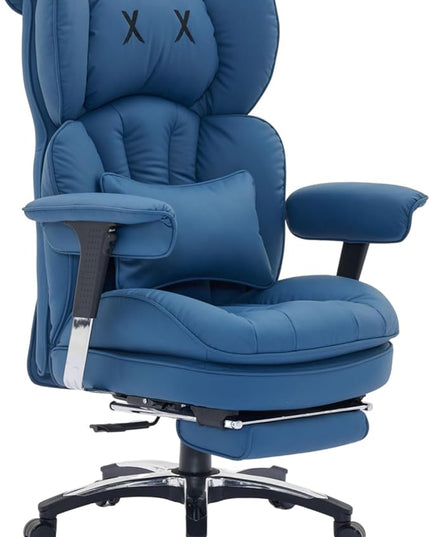 Efomao Big and Tall Office Chair with Footrest – High Back Computer Chair with Adjustable Armrests，Executive Office Chair with Wide Seat, Modern Desk Chair for Home Office, Gaming, or Study, Blue