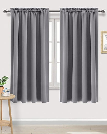 DWCN Grey Room Darkening Blackout Curtains - Thermal Insulated Privacy Energy Saving Window Curtain Drapes 52 x 63 inch Length, Set of 2 Bedroom Living Room Curtains