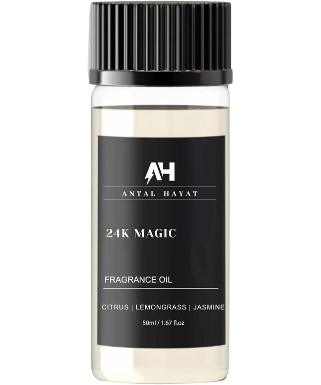 24K Magic Diffuser Oil 50ml – Hotel Inspired Aromatherapy Scent – Citrus, Lemongrass, Jasmine – Home Luxury Fragrance Oil by Antal Hayat – Essential Oil Blend for Diffusers