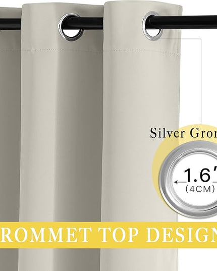 NICETOWN Room Divider Curtain for Bedroom, Grommet Patio Door Curtain Sound Dampening Thermal Insulated Wide Window Drape for Sliding Door (Natural, W80 x L84, 1 Panel)