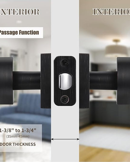 Door Knobs Interior Oil Rubbed Bronze Passage Door Knobs for Hall and Closet, Square Antique Bronze Passage Door Handles