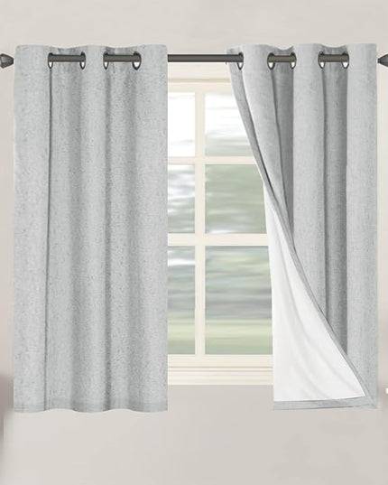 H.VERSAILTEX 100% Blackout Curtains for Bedroom Thermal Insulated Linen Textured Curtains Heat and Full Light Blocking Drapes Living Room Curtains 2 Panel Sets, 42x54 Inch, Glacier Gray
