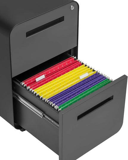 Laura Davidson Furniture Stockpile 2-Drawer Modern Mobile File Cabinet, Commercial-Grade (Black/Grey)
