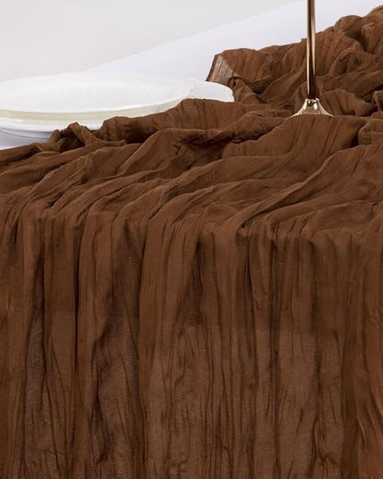 Socomi 10pcs Brown Coffee Cheesecloth Table Runner Boho Rustic Gauze 120 inch 10FT Cheese Cloth Runner for Wedding Party Baby Shower Birthday Home Decor Holiday Decorations