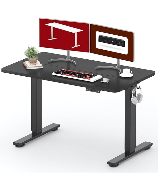SANODESK Standing Desk Height Adjustable Electric Stand up Desk 48x24 Inches Sit Stand Home Office with Splice Board, Black Frame/Black Top