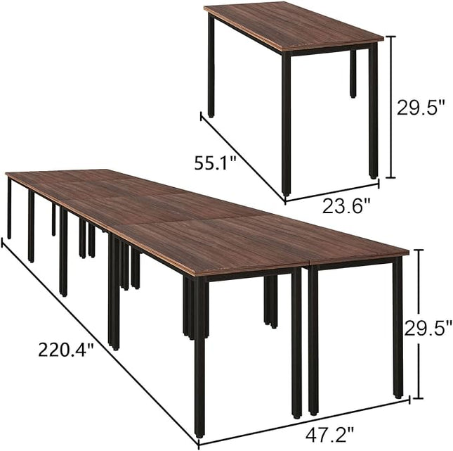 Bonzy Home Conference Table Chairs Set 18FT, 220"x47.2"x29.5" 8pcs Tables & 18pcs Chairs Set for Conference Room Meeting Room Office, Walnut