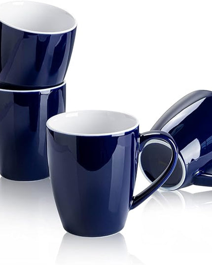 Sweese Porcelain Coffee Mugs - 16 Ounce (Top to the Rim) for Coffee, Latte, Tea, Cocoa, Set of 4, Navy