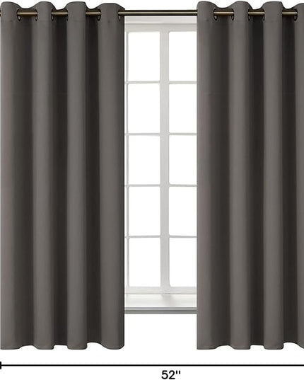 BGment Blackout Curtains for Bedroom - Grommet Thermal Insulated Room Darkening Curtains for Living Room, Set of 2 Panels (52 x 63 Inch, Grey)