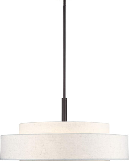 Livex Lighting Fabric Shade 52138-92 Meridian 5 Light English Bronze Pendant
