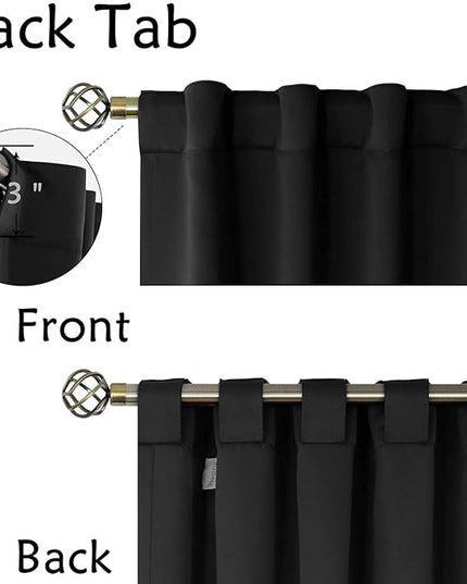 BGment Rod Pocket and Back Tab Blackout Curtains for Bedroom - Thermal Insulated Room Darkening Curtains for Living Room, 2 Window Curtain Panels (52 x 95 inch, Black)