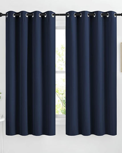 NICETOWN Blackout Navy Curtains 63 inch Length - Window Treatment Energy Saving Thermal Insulated Room Darkening Solid Grommet Vtical Drapes for Living Room (Navy, 1 Pair, 46 by 63-Inch)