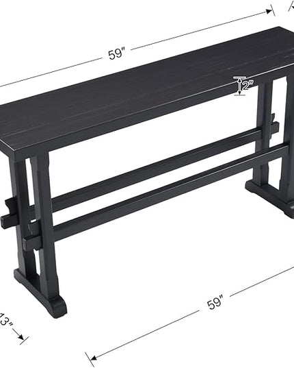 Kmax Entryway Table, 59 inchs Wood Farmhouse Console Table Boho Hallway Table Rustic Couch Table Behind Sofa for Outdoor Entrance Living Room - Black