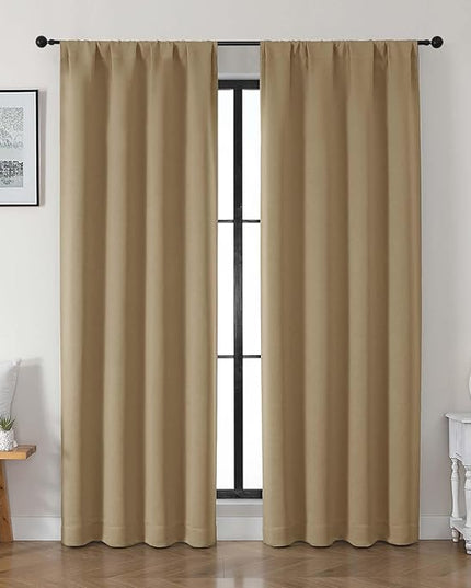 Gwine Taupe Blackout Curtains for Bedroom 84 inches Long 2 Panels Set, Solid Noise Reducing Thermal Insulated Blackout Curtains for Living Room with Rod Pocket, Each 40" Wx84 L
