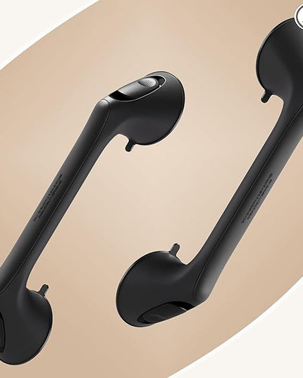 2 Pack 16 Inch Grab Bars for Bathtubs and Showers for Seniors, Heavy Duty Shower Handle for Elderly, Suction Cup Removable Handrails Handicap Bath Grip Bathroom Safety Grips （Black）