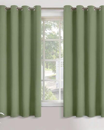 YoungsTex Olive Green Blackout Curtains for Bedroom - Thermal Insulated with Grommet Room Darkening Window Curtains for Living Room Office, 2 Panels, 52 x 63 Inch