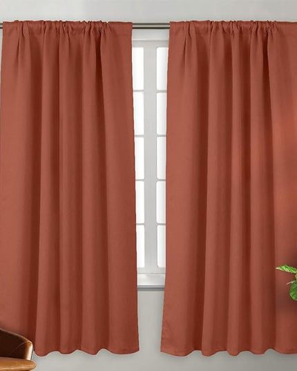 BGment Terracotta Curtains 72 inches Long - 42 x 72 inch Curtains Fall Decor Energy Efficiency Privacy Rod Pocket and Back Tab Thermal Insulated Room Darkening Drapes for Living Room, 2 Panels Set