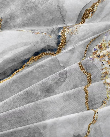 Black Gray and Gold Metallic Marble Duvet Cover Set Queen Size Foil Print Glitter Bedding Comforter Covers with 2 Pillow Shams Breathable Durable Soft Comfy