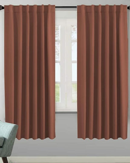 H.VERSAILTEX Blackout Curtains Thermal Insulated Window Treatment Panels Room Darkening Blackout Drapes for Living Room Back Tab/Rod Pocket Bedroom Draperies (2 Panels, Washed Spice, 52 x 72 Inch)