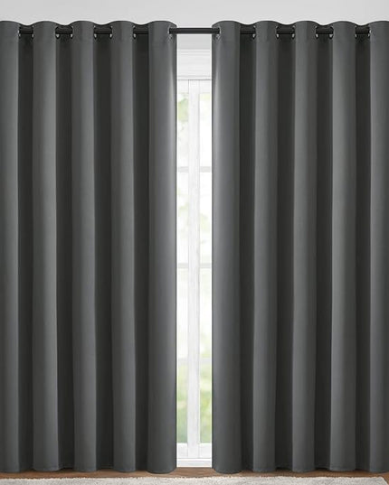 Yakamok Blackout Curtains Room Darkening Thermal Insulated with Grommet Window Curtain for Bedroom/Living Room(70Wx84L inch, Dark Grey, 2 Panels)