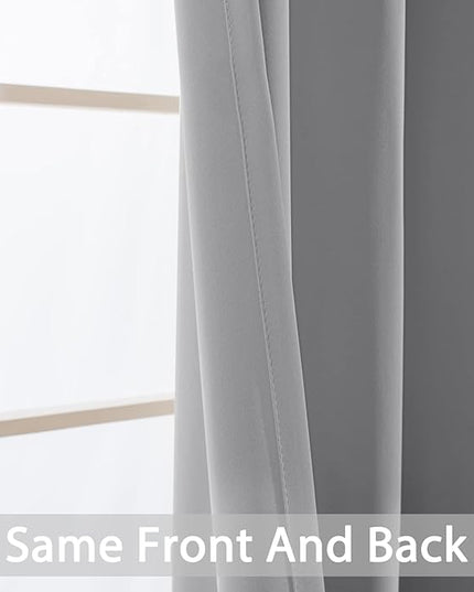 Yakamok 36 Inch Blackout Curtains Panels with Grommets - Room Darkening Thermal Insulated Window Drapes for Living Room/Bedroom,Light Grey, 52W x 36L, 2 Panels
