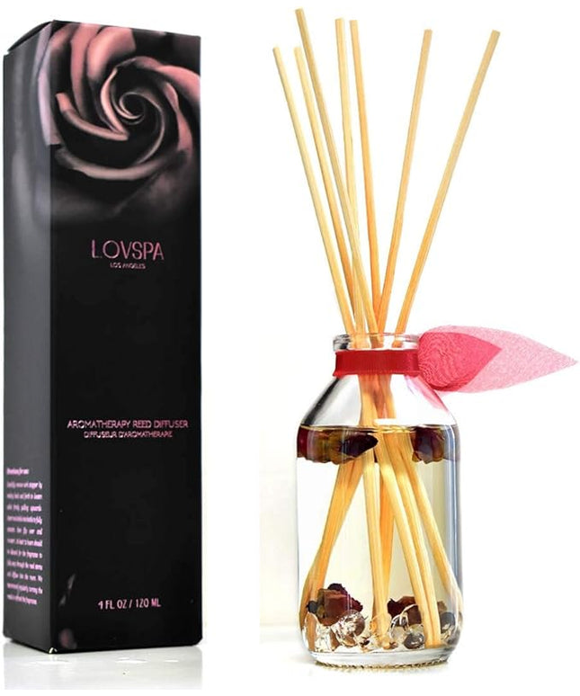 LOVSPA Reed Diffuser Set, Velvet Rose Scented Oil Diffuser with Sticks, Home Fragrance Accessories for Bathroom Shelf Decor, Aroma Diffusers for Home or Office Desk, USA Made