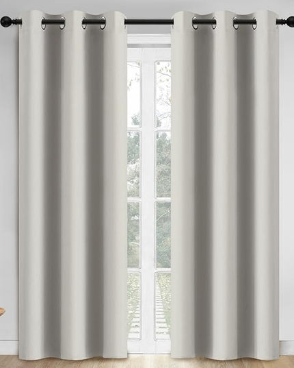 Yakamok Blackout Curtains Room Darkening Thermal Insulated Grommet top Window Curtains for Living Room, 42 x 84 Inch, Light Beige, Set of 2