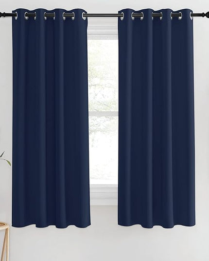 NICETOWN Blackout Navy Blue Curtains 63 inch Length - Window Treatment Energy Saving Thermal Insulated Room Darkening Solid Grommet Drapes for Living Room (1 Panel, 46 by 63-Inch)