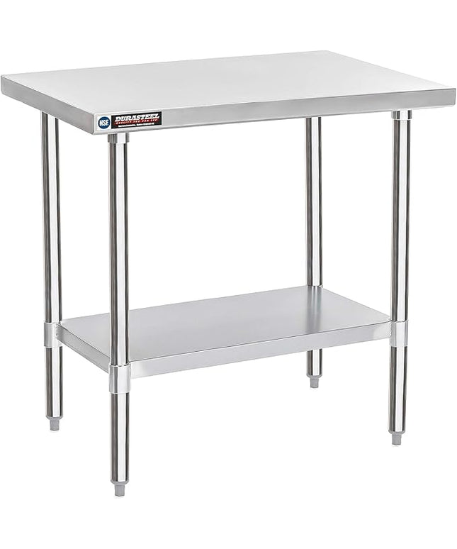DuraSteel 24x36 Stainless Steel Work Table - NSF Commercial Prep Metal Table - Outdoor Pizza Oven Stand w/Under Shelf - Kitchen Island Laundry Utility Garage Microwave Stand Large Rolling Storage Cart