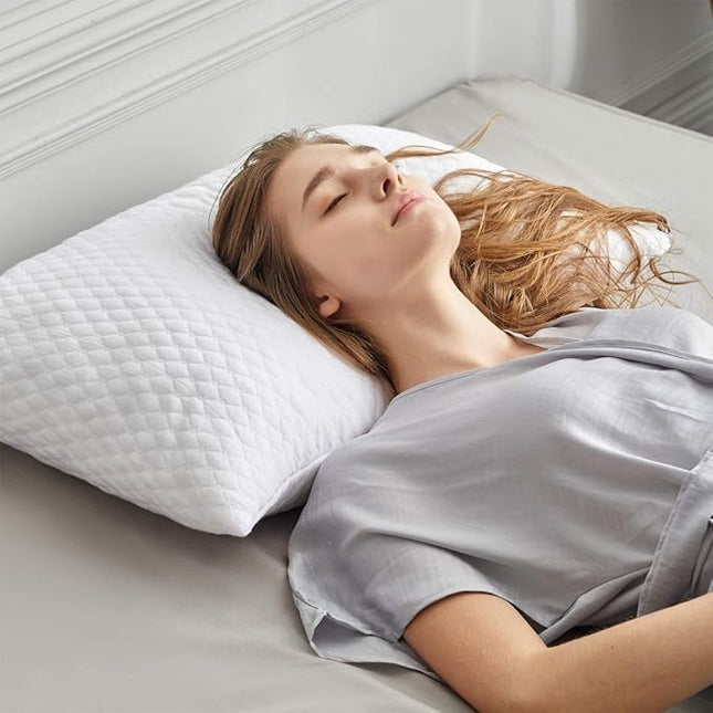 NTCOCO Shredded Memory Foam Bed Pillows for Sleeping King Size 2 Pack, with Washable Removable Hypoallergenic Sleep Pillow for Back and Side Sleeper
