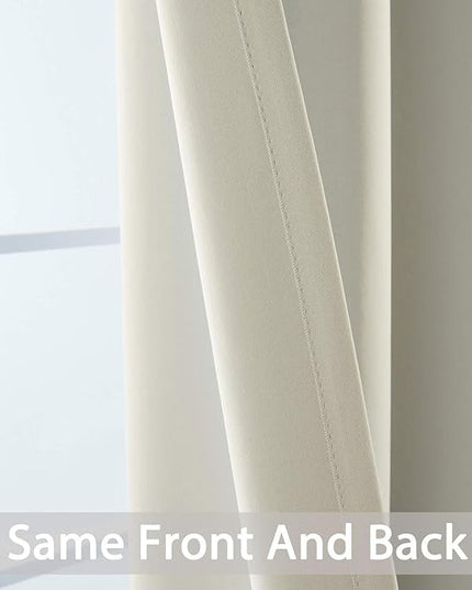 Yakamok 36 Inch Room Darkening Curtains, Blackout Window Panels Thermal Insulated Grommet Top Light Blocking Drapes for Bathroom Basement, 52Wx36L, Light Beige, 2 Panels