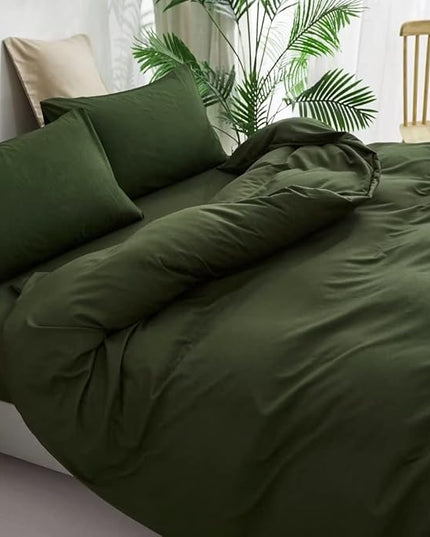CLOTHKNOW Army Green Comforter Full Size Sets 3Pcs Dark Green Bedding Comforter Sets Soft Comforter with 2 Pillow Cases Women Men Bedding