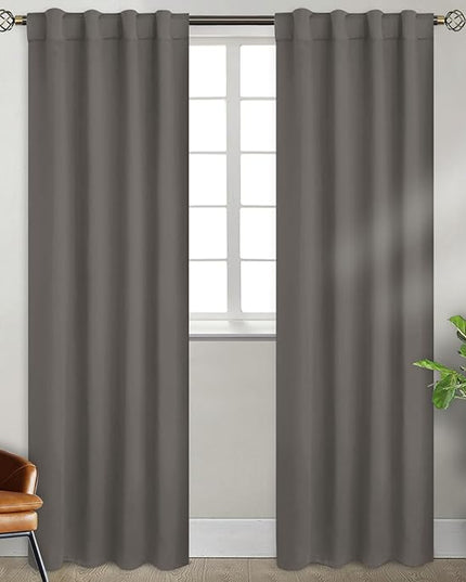 BGment Grey Curtains 84 inch for Bedroom - Rod Pocket and Back Tab Blackout Curtains Thermal Insulated Room Darkening Curtains for Living Room, 2 Window Curtain Panels (38 x 84 Inch, Grey)