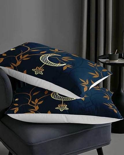 AILONEN Moon Comforter Set Full Size, Gold Moon Star Leaves Print Bedding Set,Soft Lightweight Quilt Set for Boys Girls Adults Room Decor All Season 3 Pieces, 1 Comforter and 2 Pillowcases
