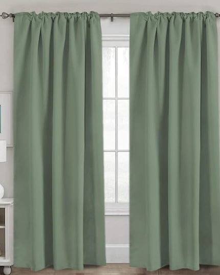 H.VERSAILTEX Blackout Curtains Thermal Insulated Window Treatment Panels Room Darkening Blackout Drapes for Living Room Back Tab/Rod Pocket Bedroom Draperies (2 Panels, Green Bay, 52 x 84 Inch)