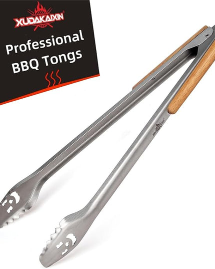 25-Inch Very Long Stainless Steel BBQ Tongs with Extended Luxurious Acacia Handle – Durable and Easy-to-Clean Grilling Tool for Cooking, Kitchen Use, and Outdoor Barbecues