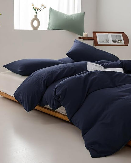 Luxlovery Navy Blue Comforter Set California King Size Navy Bedding Comforter Sets Comfy Soft Dark Blue Blanket Quilts Lightweight 3 Piece Bedding Set for Adults Cal King Size Bed
