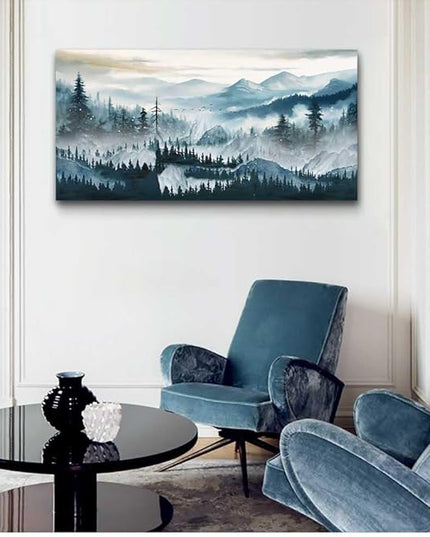 hyidecorart Canvas Wall Art For Living Room Large Wall Decor for Bedroom Home Decor Office Decorations Fog Forest Landscape Wall Painting Stretched And Framed Pictures Art Ready To Hang Works