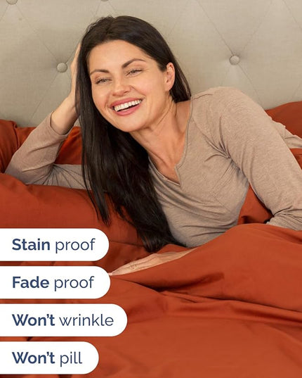 Extra Deep Full Sheet Set - 6 Piece Breathable & Cooling Sheets - Hotel Luxury Bed Sheets Set - Easy & Secure Fit - Soft, Wrinkle Free & Comfy Sheets Set - Terracotta Sheet Set with Extra Deep Pockets