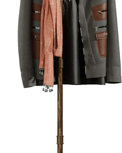 Industrial Coat Rack, Metal Pipe Coat Rack Stand Freestanding with 6 Hooks, Heavy Duty Coat Tree Sturdy Coat Racks for Entryway, Hallway, Bedroom (Vintage gold)