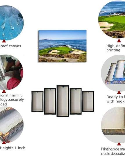 USA California Golf Course Wall Art for Living Room Bedroom Bathroom Home Decorations Golf Course Picture Poster Print on Canvas Modern Artwork Framed Ready to Hang(28''H x 44''W)