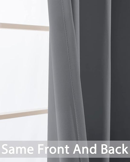 Yakamok Blackout Curtains Room Darkening Thermal Insulated Window Panels,Solid Grommet Top Drapes for Bedroom/Living Room(62Wx72L, Grey, 2 Panels)