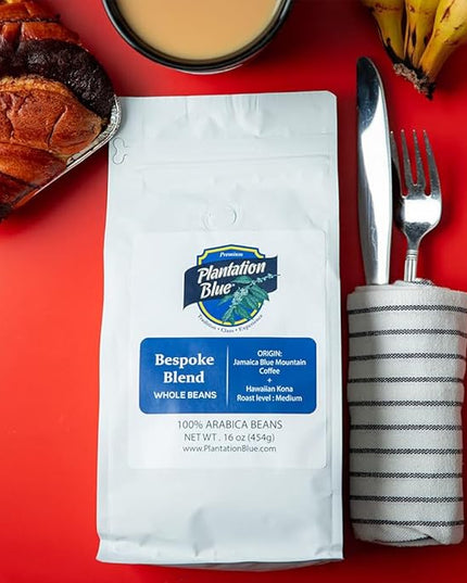 Plantation Blue Bespoke Blend of Blue Mountain and Hawaiian Kona Coffee Whole Beans (1lb)