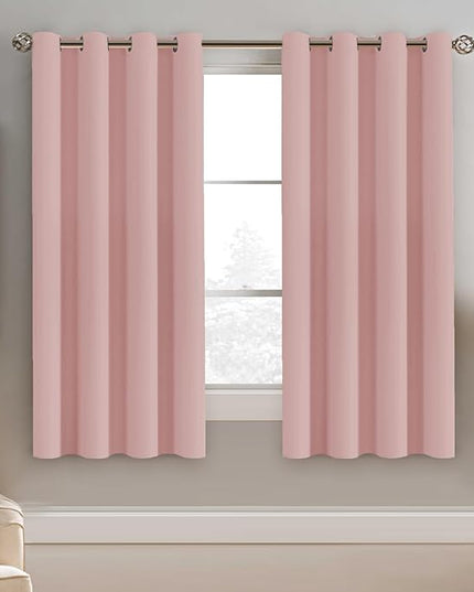 H.VERSAILTEX Blackout Window Curtain Panels Thermal Insulated Room Darkening Solid Grommet Curtains/Drapes for Bedroom Privacy Protection (Set of 2 Panels,52 by 63 Inch Long, Baby Pink)