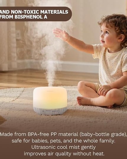 Essential Oil Diffuser 500ml,Aromatherapy Diffuser with 7 LED Lights,Quiet Air Humidifier 4-in-1 with Timer & Auto-Off,Compact Scent Diffuser for Bedroom,Yoga,SPA,Baby Room(Portable Model)