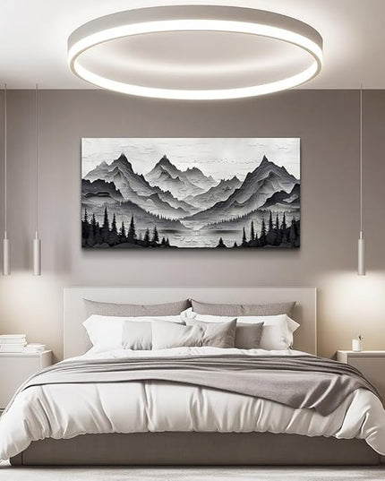 ZUITINGHUA Canvas Wall Art For Living Room Wall Decor For Bedroom Office Wall Decoration Black Mountains Landscape Painting Farmhouse Pictures Artwork Room Aesthetic Home Decor 20x40 In